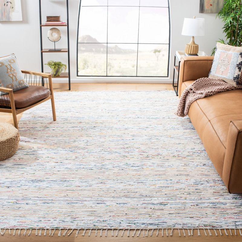 Ivory Coastal Square Hand-Woven Cotton Area Rug - 6'x6'