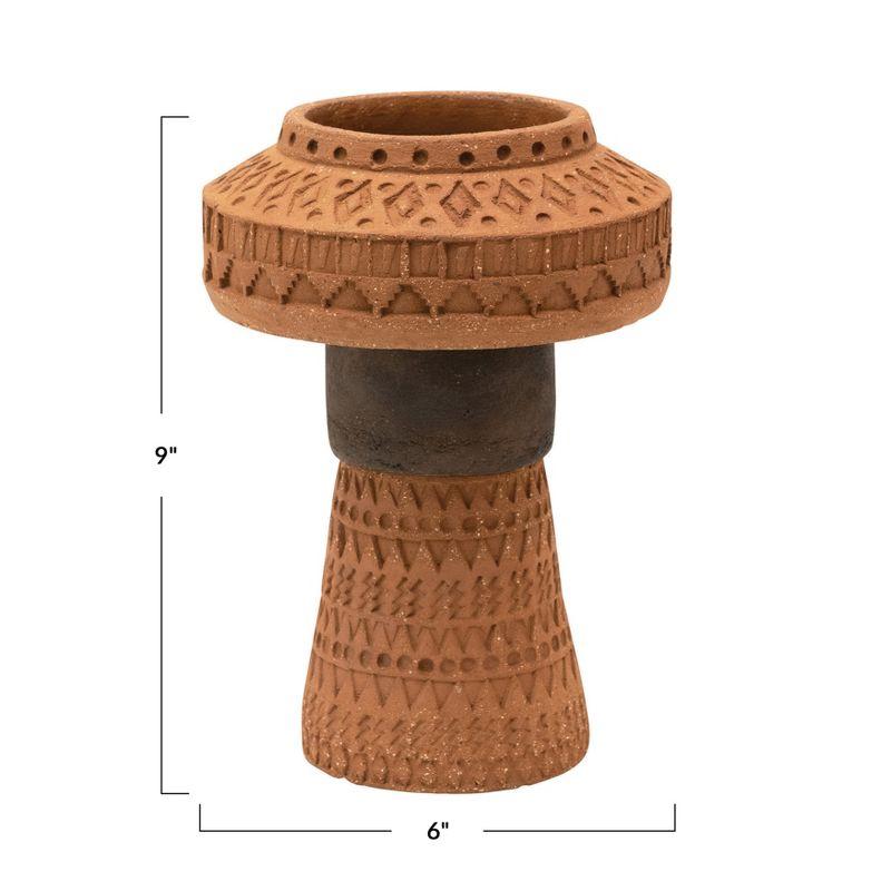 Storied Home Handmade Debossed Terra-cotta Vase, Terra-cotta Color & Black