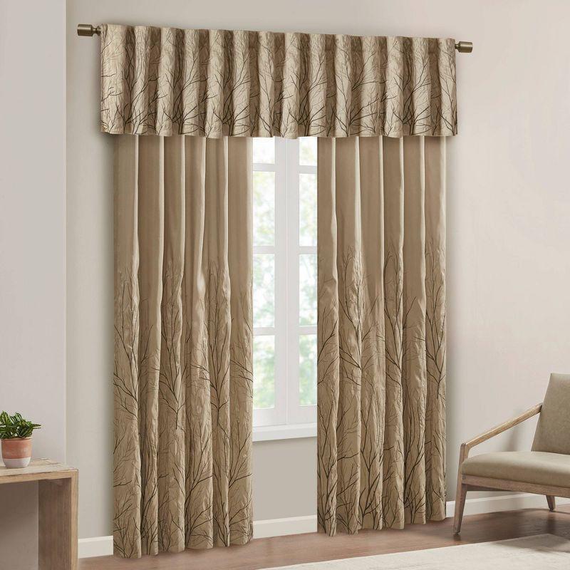 Andora Embroidered Branch Rod Pocket Single Curtain Panel