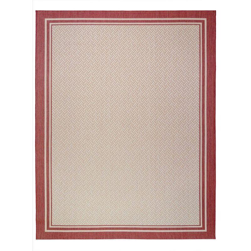 Grain and Red Flat Woven Synthetic 5' x 7' Outdoor Rug