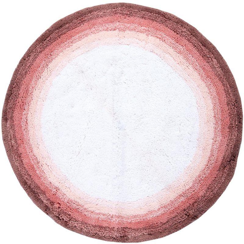 30" Round Torrent Collection 100% Cotton Bath Rug Rose - Better Trends: Machine Washable, Tufted, Ombre Design, Spray Latex Backing