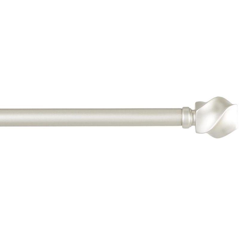 Matte Nickel Twist Curtain Rod with Finial Set, Adjustable 66"-120"