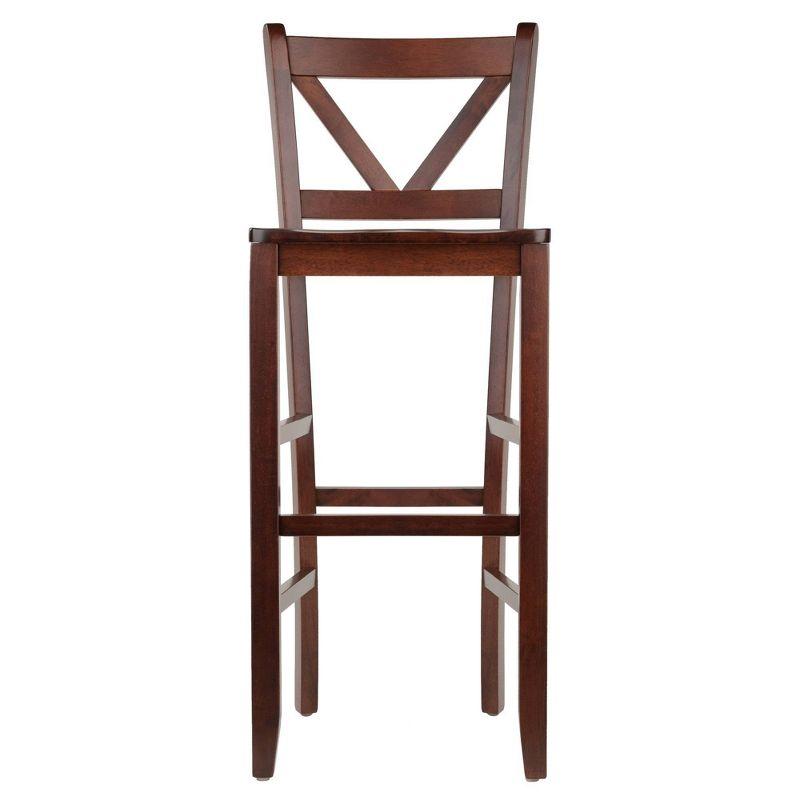 Set of 2 Victor V-Back 30" Barstool Wood/Walnut - Winsome: Solid Wood, High Back, Unupholstered