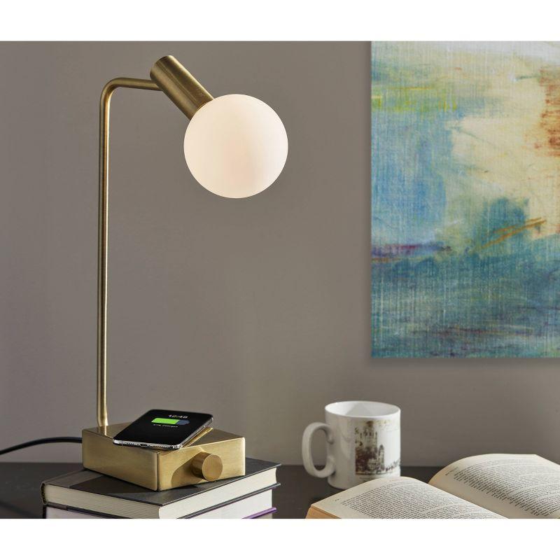 Adjustable Antique Brass Desk Lamp with Wireless Charger