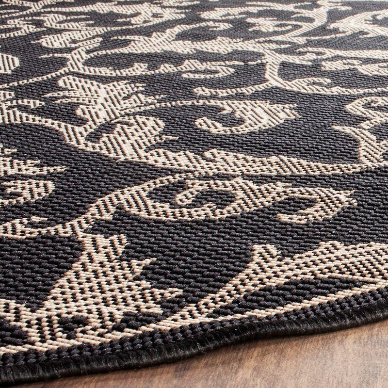 Elegant Courtyard 6'7" Round Black Synthetic Indoor/Outdoor Rug