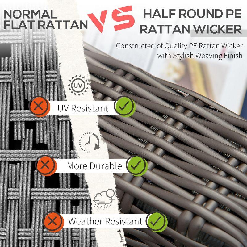 Outsunny 2 Piece Patio Wicker Corner Sofa Set, Outdoor PE Rattan Furniture, with Curved Armrests and Padded Cushions for Balcony, Dark Blue