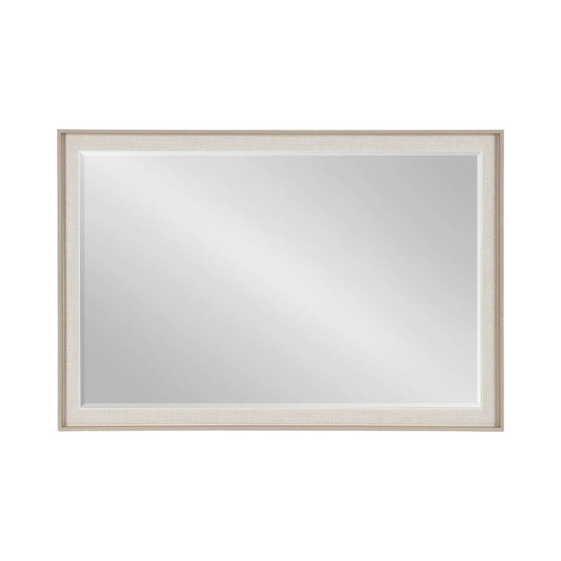 Natural Linen Texture Rectangular Wall Mirror with Beveled Edge