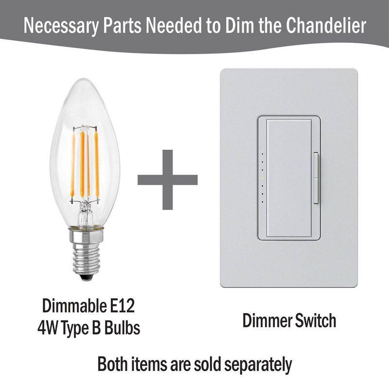 Presidio 5-Light Dimmable Chandelier with Drum-shaped Fabric Shade & Adjustable Height