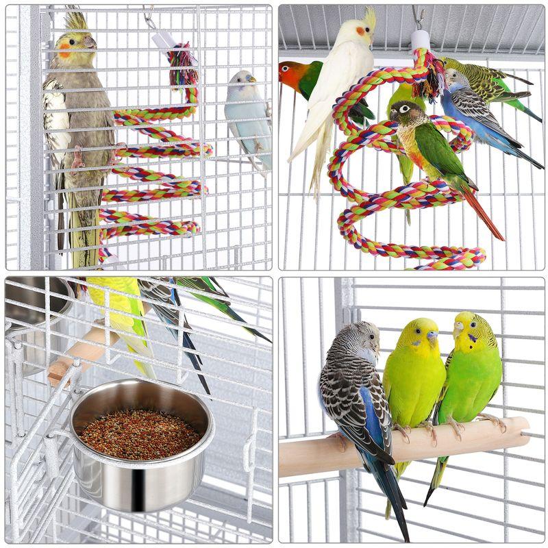 Yaheetech 61.5'' Play Top Parrot Cage Rolling Metal Bird Cage White