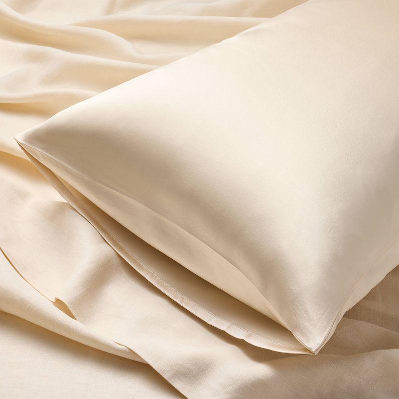 Standard Solid Silk Pillowcase Cream - Casaluna™: Hand Wash, Satin Construction, OEKO-TEX Certified