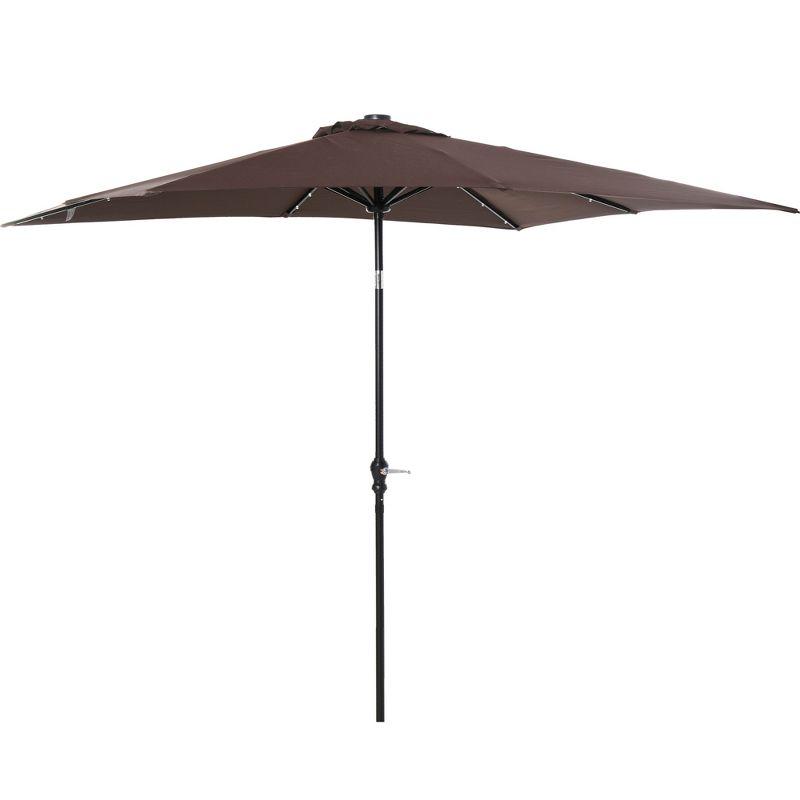 Brown Solar LED Lighted Patio Umbrella with Crank and Tilt