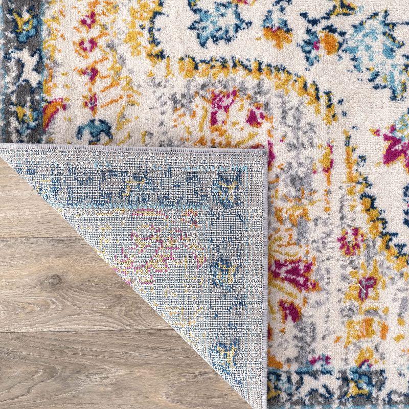 World Rug Gallery Distressed Vintage Bohemian Gray 7'10" x 10' Area Rug:  Medallion Pattern,  Pet Friendly,  Low Cut Pile