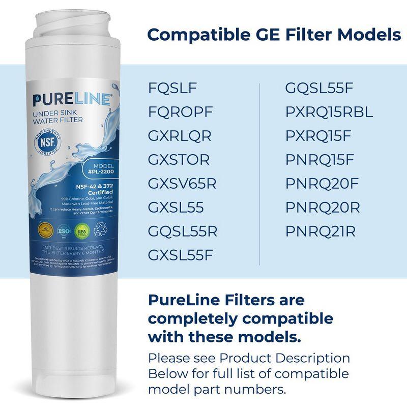 PURELINE GE FQROPF and FQSLF Under Sink Water Filter Replacement. Compatible with PXRQ15RBL, PXRQ15F, PNRQ15F, PNRQ20F, PNRQ20R and PNRQ21R (3 Pack)