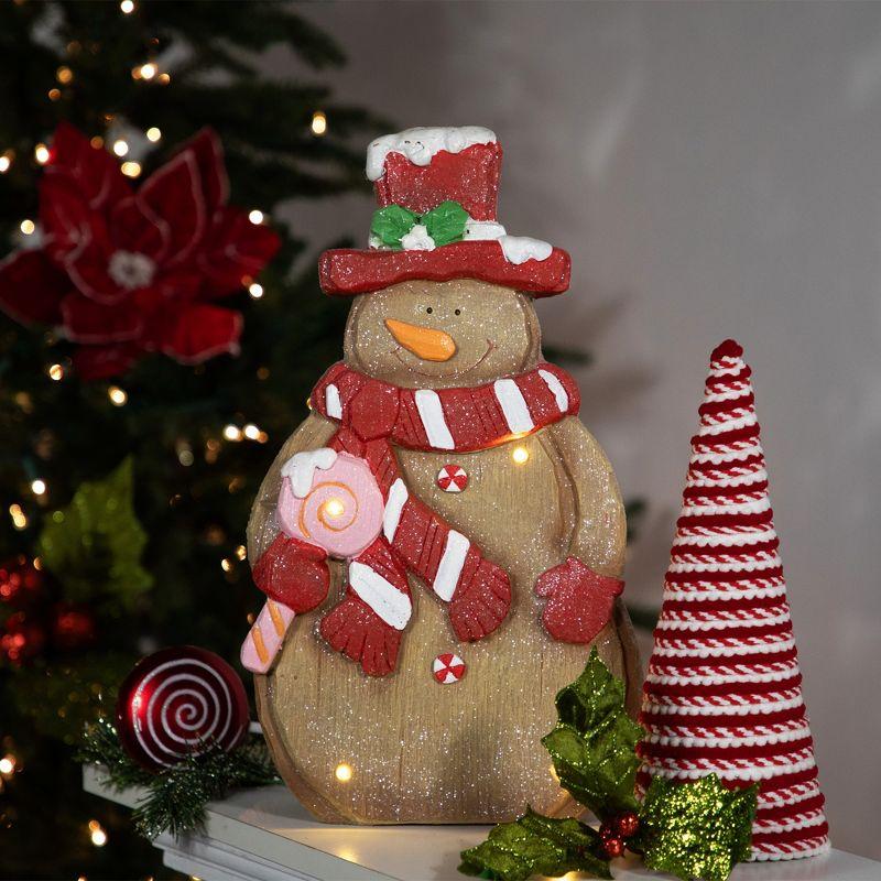 Northlight LED Lighted Gingerbread Snowman with Lollipop Christmas Figure - 15.5"