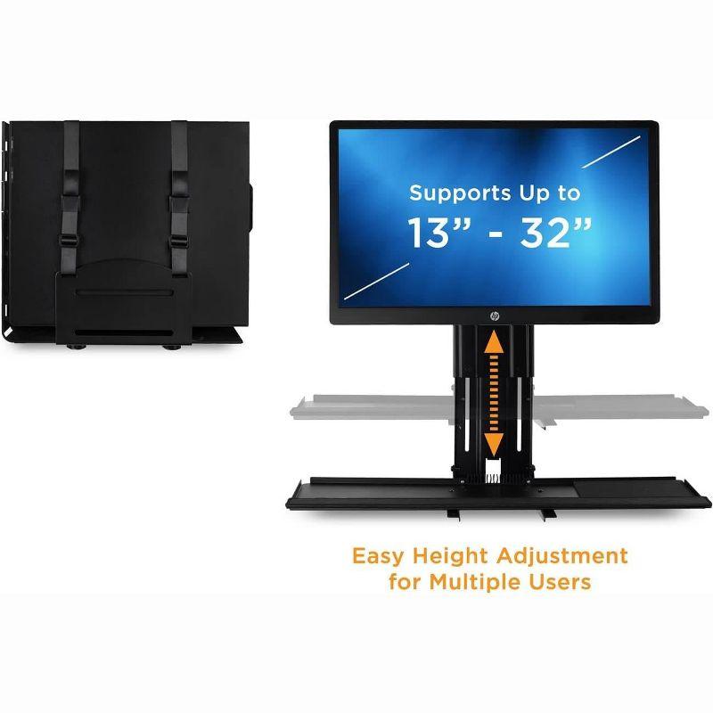 Mount-It! Monitor and Keyboard Wall Mount with CPU Holder, Height Adjustable Standing VESA Keyboard Tray, 25 Inch Wide Platform with Mouse Pad