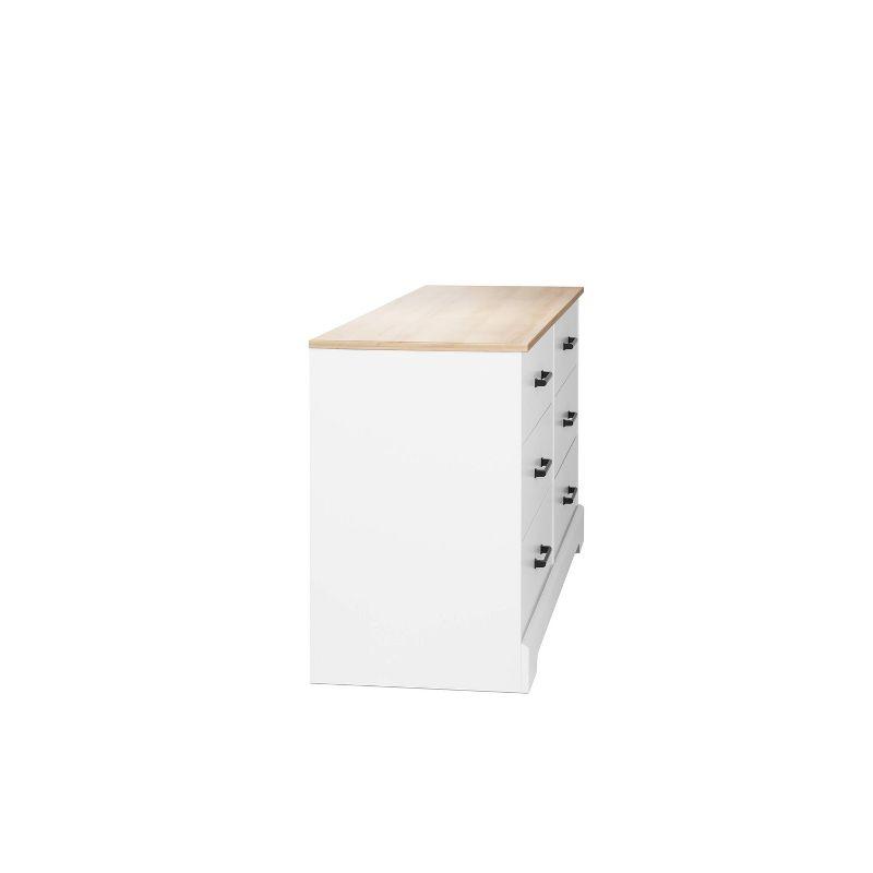Prepac Rustic Ridge Farmhouse 6 Drawer Bedroom Dresser White/Oak