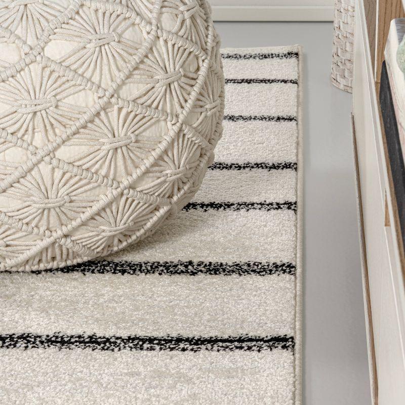 JONATHAN Y Williamsburg Minimalist Stripe Cream/Black 8 ft. x 10 ft. Area Rug