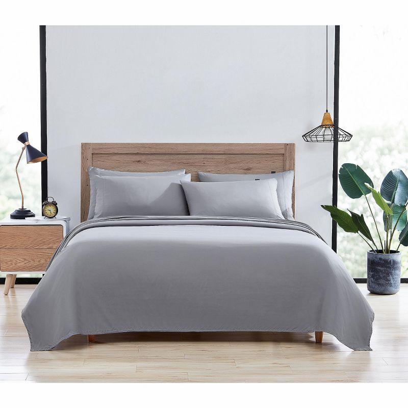 Gray Queen Organic Solid Microfiber Bedding Set