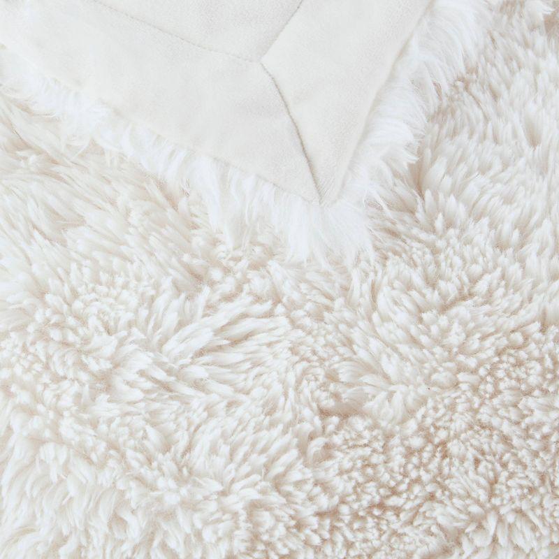 50"x60" Amaya Faux Fur Throw Blanket Ivory - Madison Park