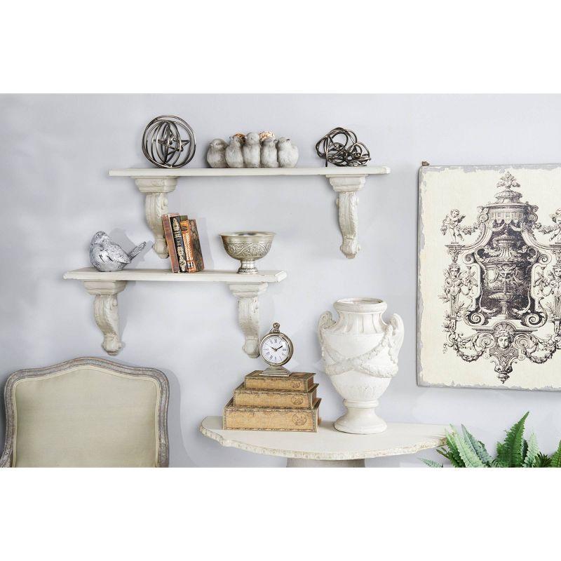 Farmhouse Wood Rectangle Wall Shelf White - Olivia & May: Antiqued Finish, No Hooks, Fir Wood Construction