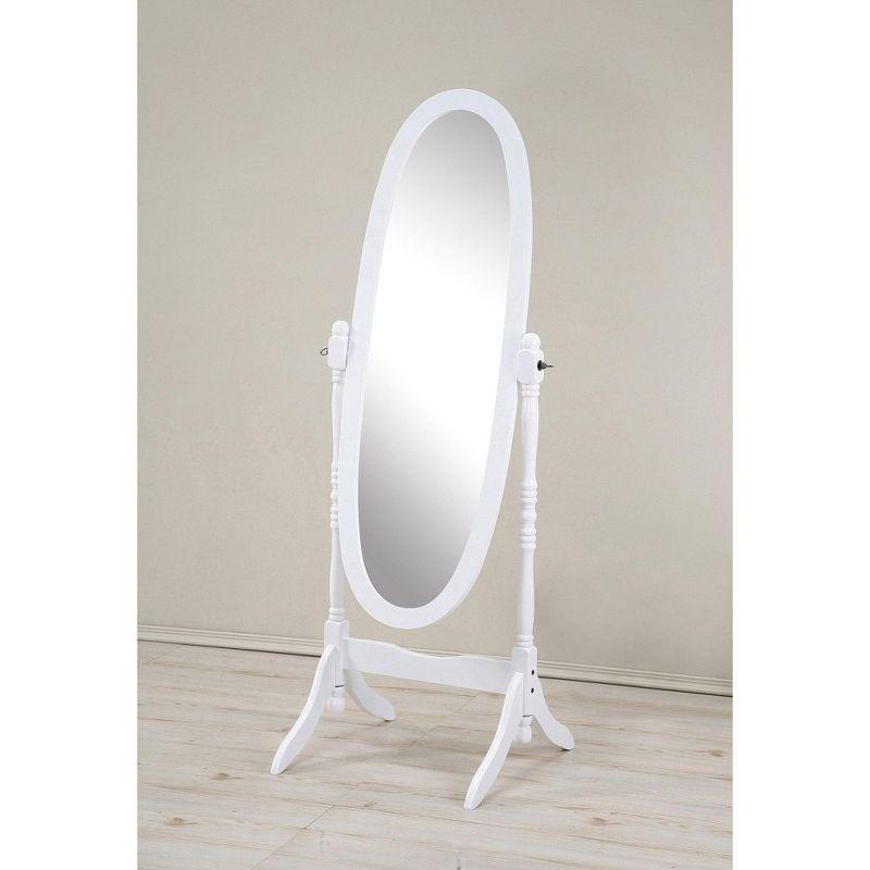 Roundhill Furniture Traditional Queen Anna Style Wood Floor Cheval Mirror White