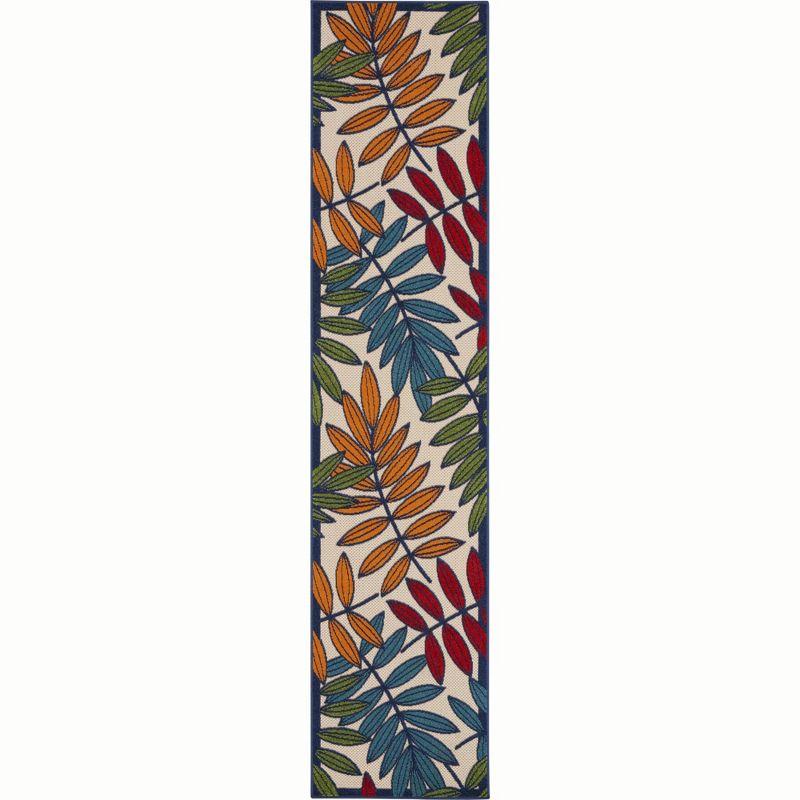 Aloha Multicolor Floral Leaf 2'3" x 10' Synthetic Outdoor Runner