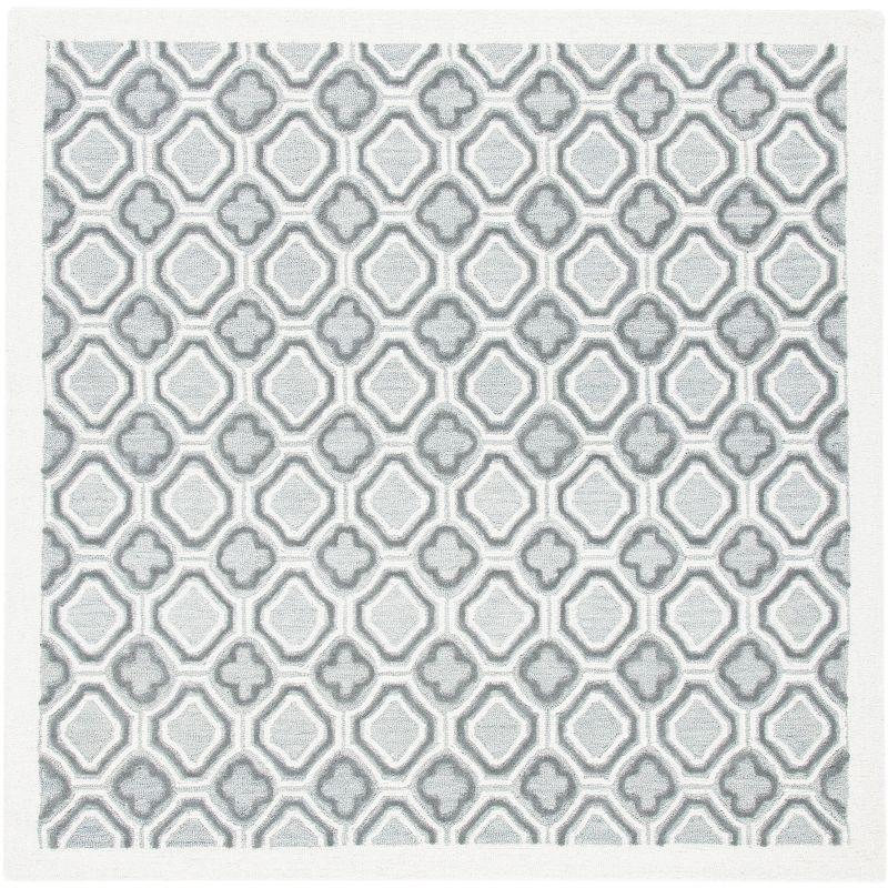 Gray and Ivory Hand-Tufted Wool 6' Square Area Rug