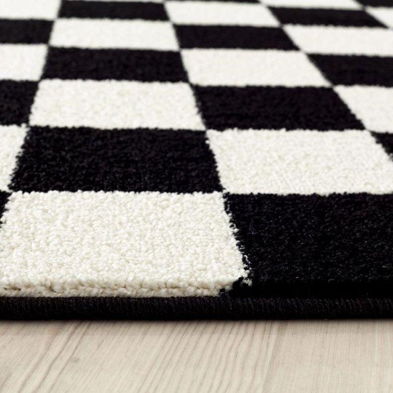 Luxe Weavers Checkered Black and White Geometric 8x10 Area Rug
