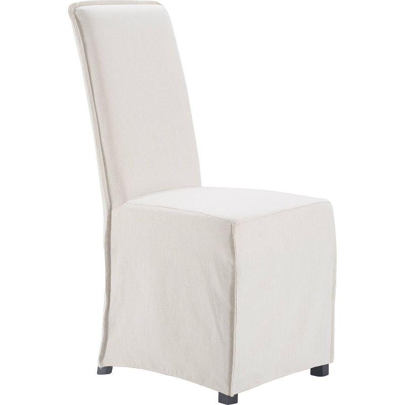 Ivory Linen Upholstered High Back Parsons Side Chair Set