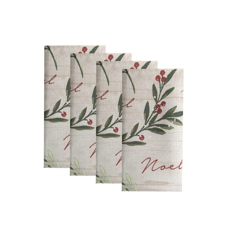 Holiday Tree Trimmings Red and Green Polyester Napkins Set