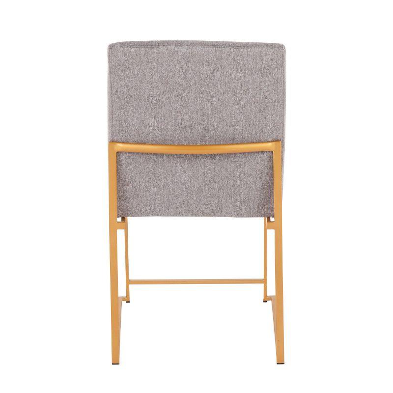 Set of 2 Highback Fuji Dining Chairs: Upholstered, Gold Frame, Light Gray - LumiSource