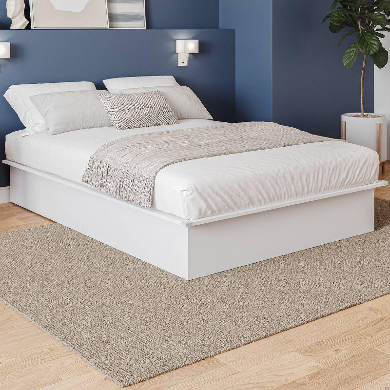 Nexera Full Valere Platform Bed White: Modern Unupholstered, No Box Spring Needed