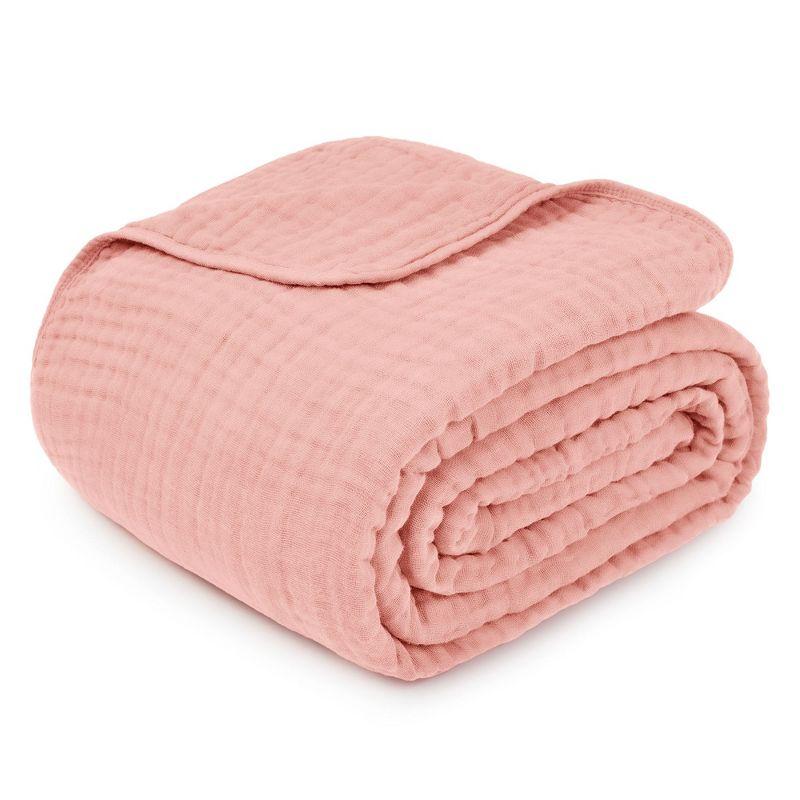 Muslin Blanket for Adults, Extra Large Throw 50" x 60" By Comfy Cubs - Lace Pink