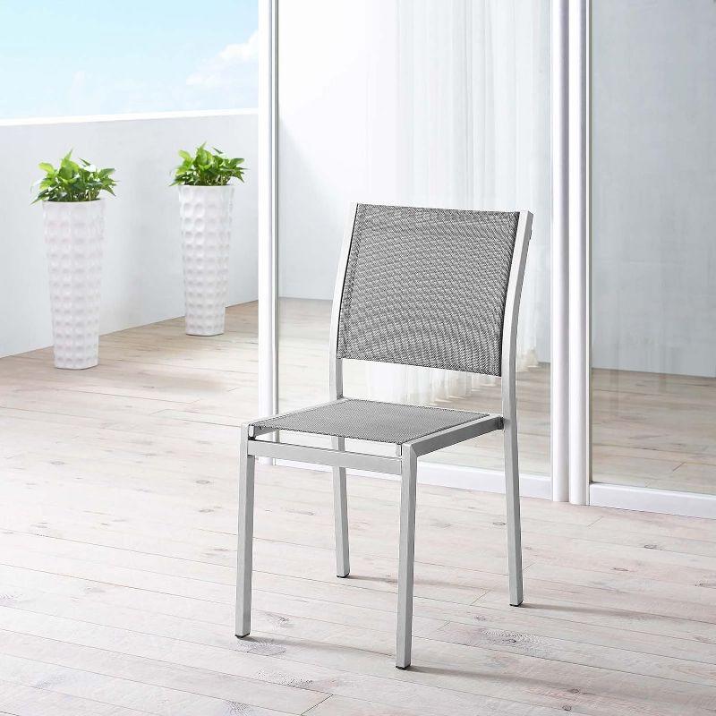 Modway Shore Outdoor Patio Aluminum Side Chair Silver Gray