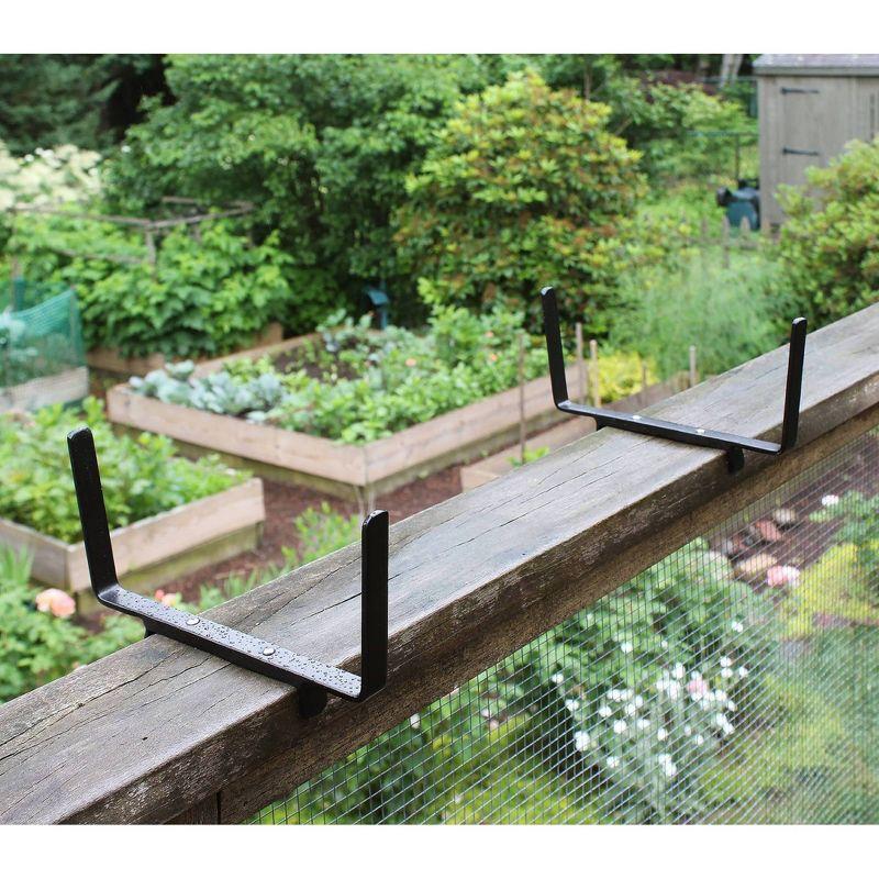 35.25" Large Galvanized Steel Rectangular Box Planter with Brackets for 2 x 6 Railings Cape Cod White - ACHLA Designs