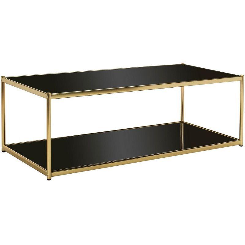 Bauhaus Inspired 51'' Gold and Glass Rectangular Coffee Table