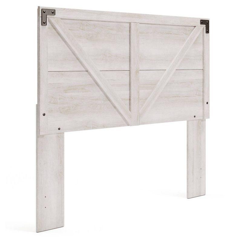 Whitewash Wood Queen Panel Headboard with Crossbuck Detail