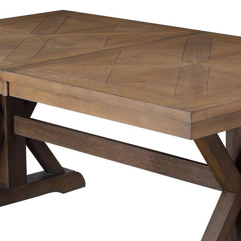 Pascaline 72-96" Dining Tables Gray Fabric, Rustic Brown and Oak - Acme Furniture