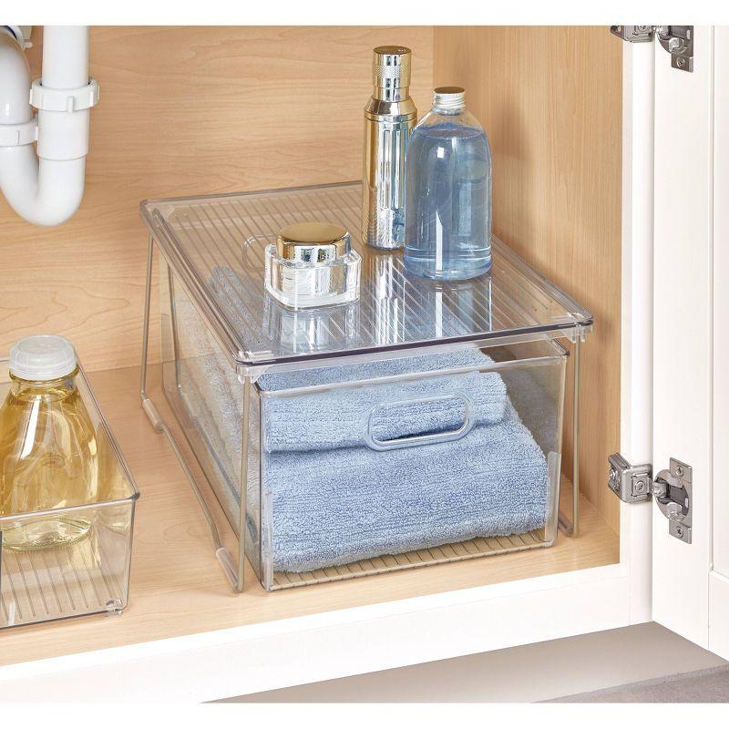 iDesign Plastic Stackable Cabinet Shelf Riser for Bathroom Storage– Clear