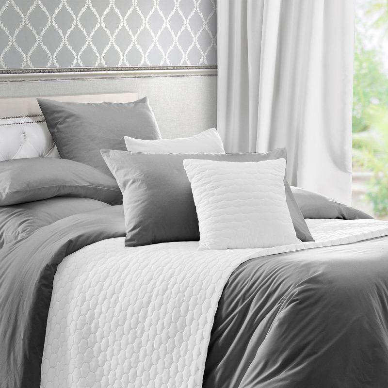 Dark Gray Duvet Cover Full / Queen - 400 Thread Count , 100% Pure Cotton Comforter Cover and Two Pillow Shams, with Button Closure and Corner Ties