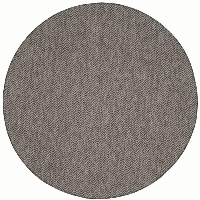 Courtyard CY8022 Power Loomed Indoor and Outdoor Area Rug - Black/Beige - 5'3" Round - Safavieh