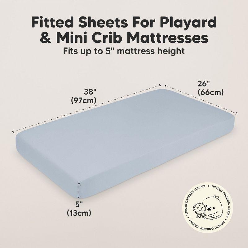 KeaBabies Mini Crib Sheets for Baby Girls, Boys, 2-Pack Soothe Pack and Play Sheets Fitted, Organic Pack N Play Mattress Sheet (Blue Flax)