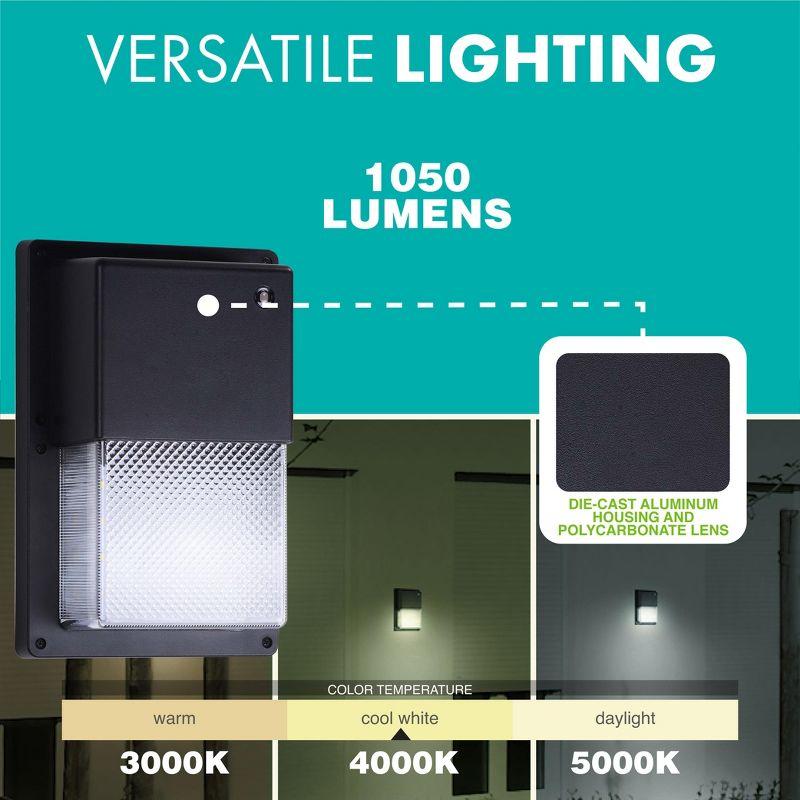 Simply Conserve 100-Watt Equivalent Integrated LED Black Mini Wall Pack Light, 4000K