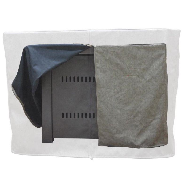 Tan Weather-Resistant Square Fire Pit Cover with Zipper