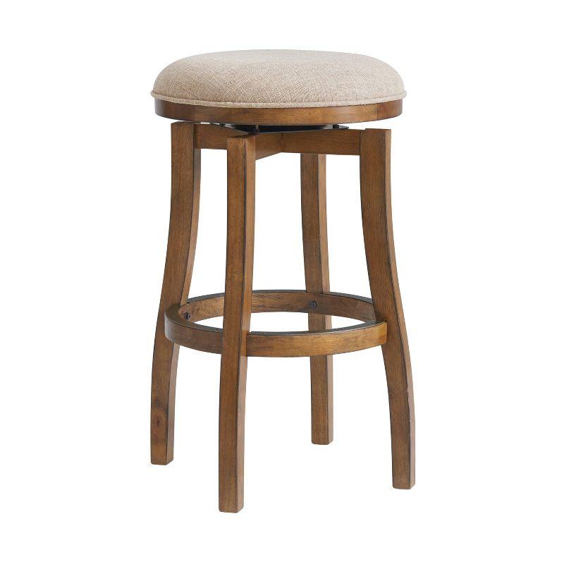 Ellie 21" Wide Solid Rubber Wood Frame Linen Fabric Counter Height Round Swivel Stool