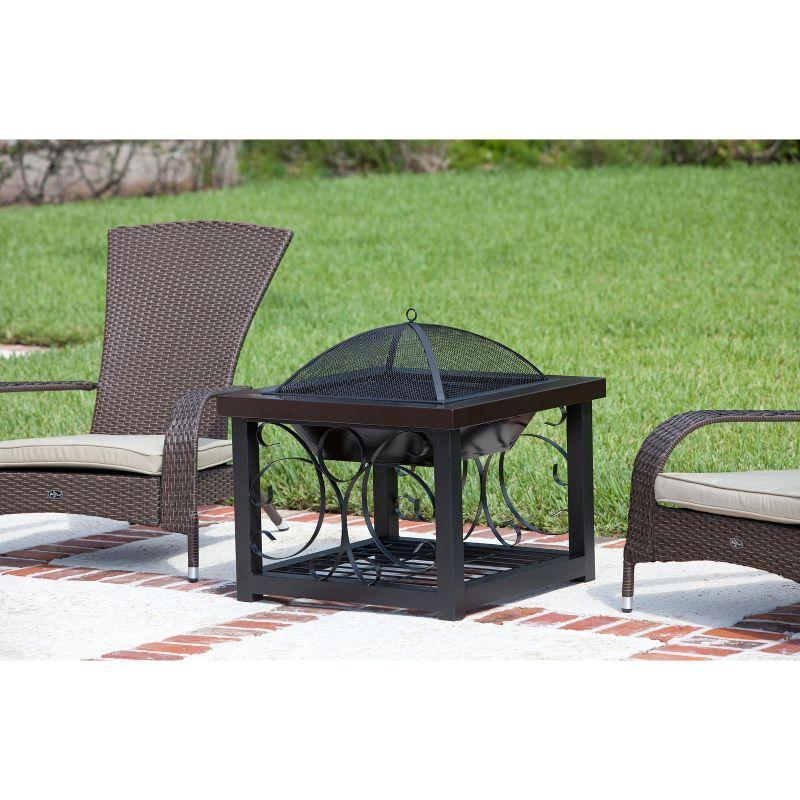 30" Bronze Wood Fire Pit Table with Storage Rack