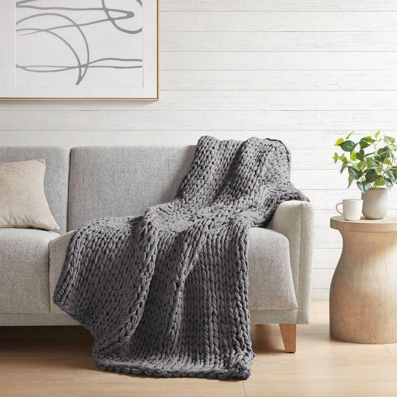 50"x60" Chunky Double Knit Handmade Throw Blanket - Madison Park