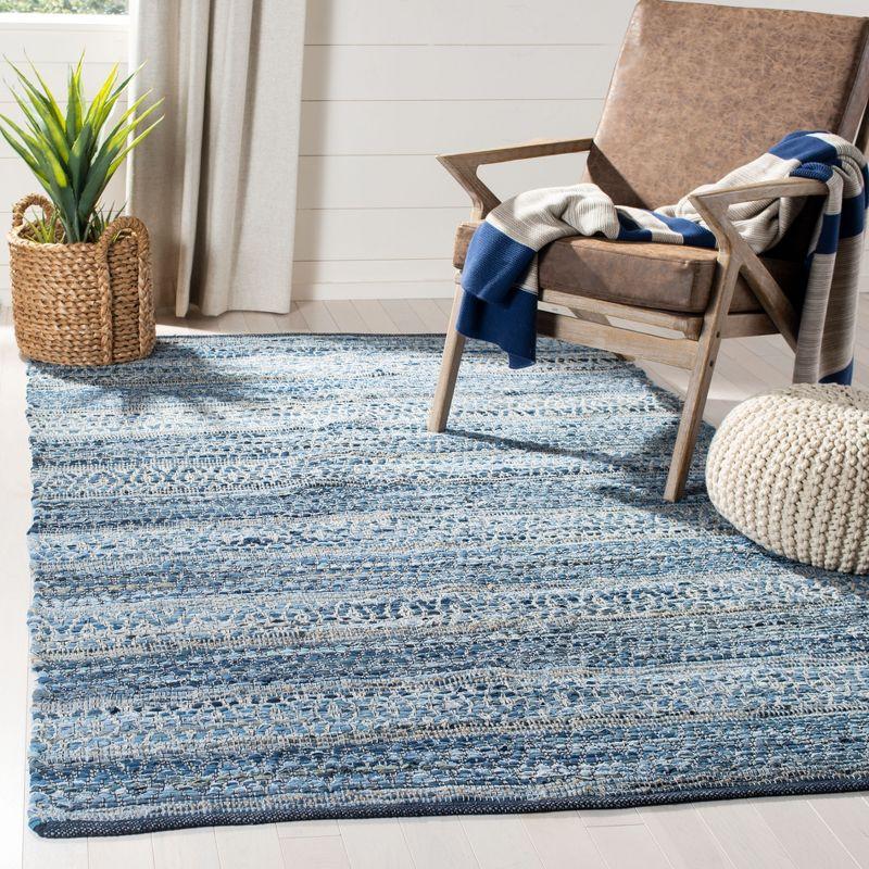 Coastal Charm Blue Cotton 5' x 8' Handwoven Area Rug