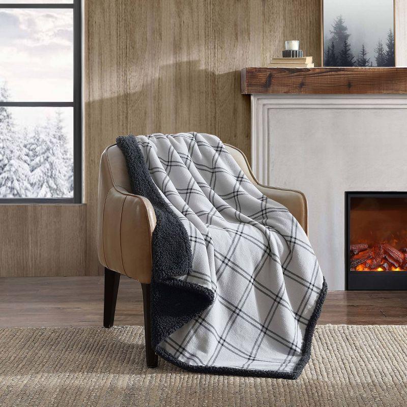 Eddie Bauer Printed Flannel/Sherpa Throw Blankets