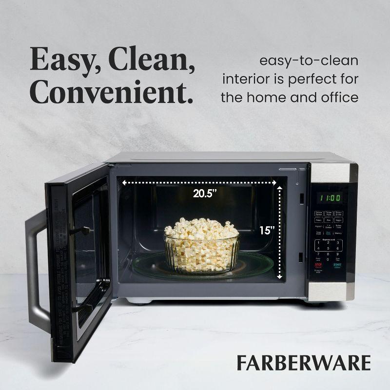 Farberware Professional 1.6 Cu. Ft. 1100-Watt Microwave Oven with Smart Sensor, Stainless Steel with Platinum